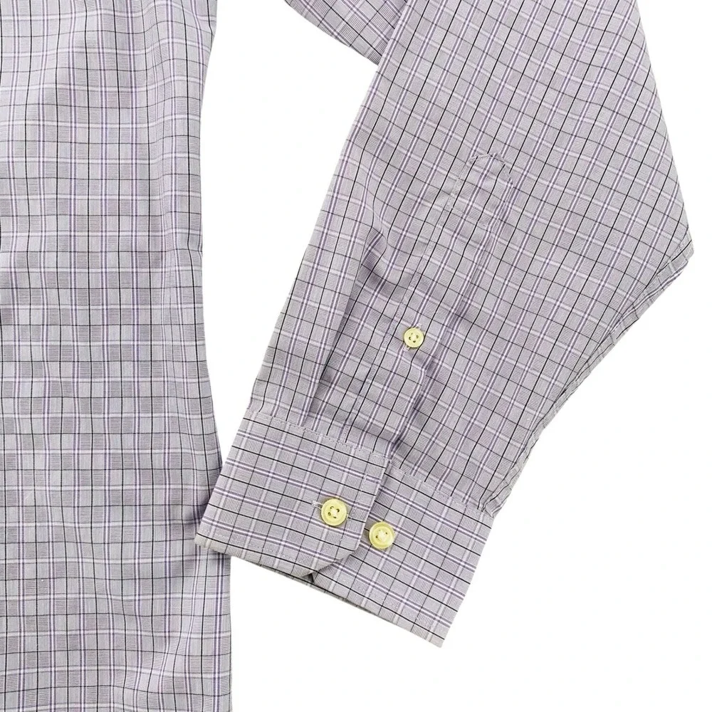 Banana Republic Mens XL NonIron Tailored Slim Fit Purple Check Button Down Shirt